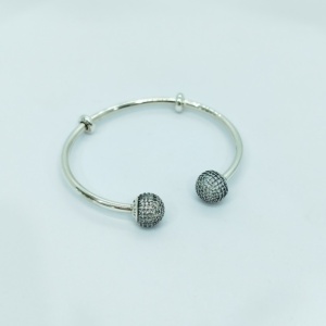 Pulsera Pandora Rígida Tope Bolas Pavé