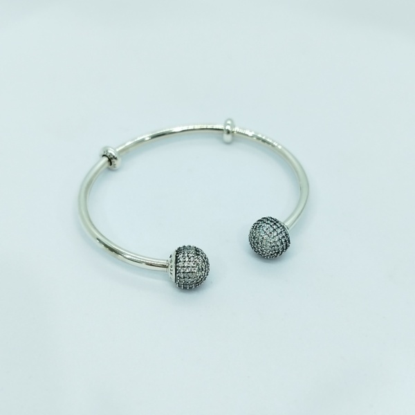 Pulsera Pandora Rígida Tope Bolas Pavé