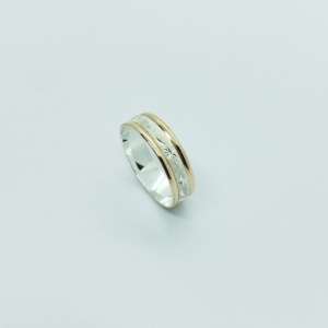 Alianza de Compromiso Bicolor de Plata 925 y Laminado de Aleación Plata-0ro vista 4