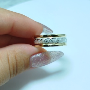 Alianza de Compromiso Bicolor de Plata 925 y Laminado de Aleación Plata-0ro vista 7