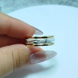 Alianza de Compromiso Bicolor de Plata 925 y Laminado de Aleación Plata-0ro vista 8