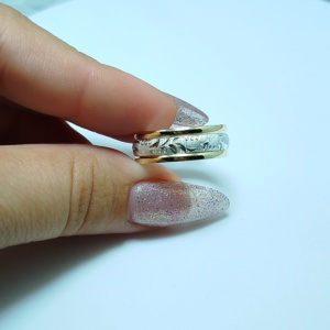 Alianza de Compromiso Bicolor de Plata 925 y Laminado de Aleación Plata-0ro vista 9