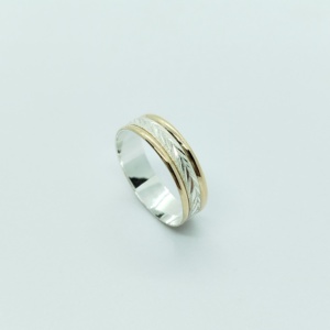 Alianza de Compromiso Bicolor de Plata 925 y Laminado de Aleación Plata-0ro vista 6