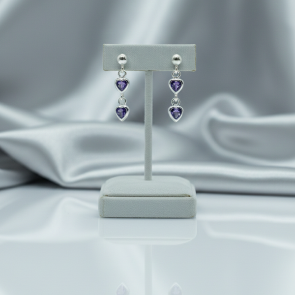 Arete de Seguridad Rosca Corazones Dobles Colgantes