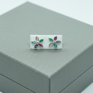 Arete de Seguridad Rosca Flor Multicolor